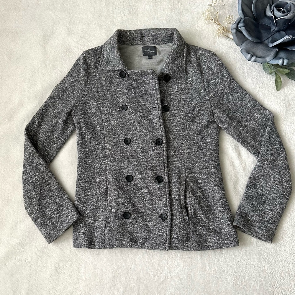 Market & Spruce Grey Tavira Double Breasted Knit Jacket Small
